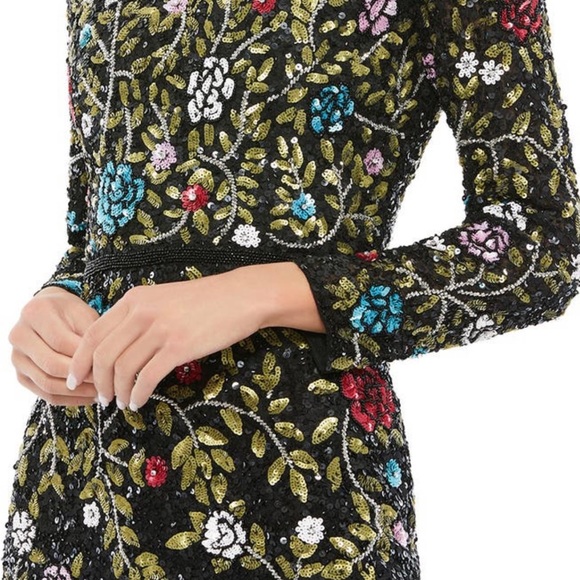 Floral Embellished Long Sleeve Gown - Picture 2 of 4